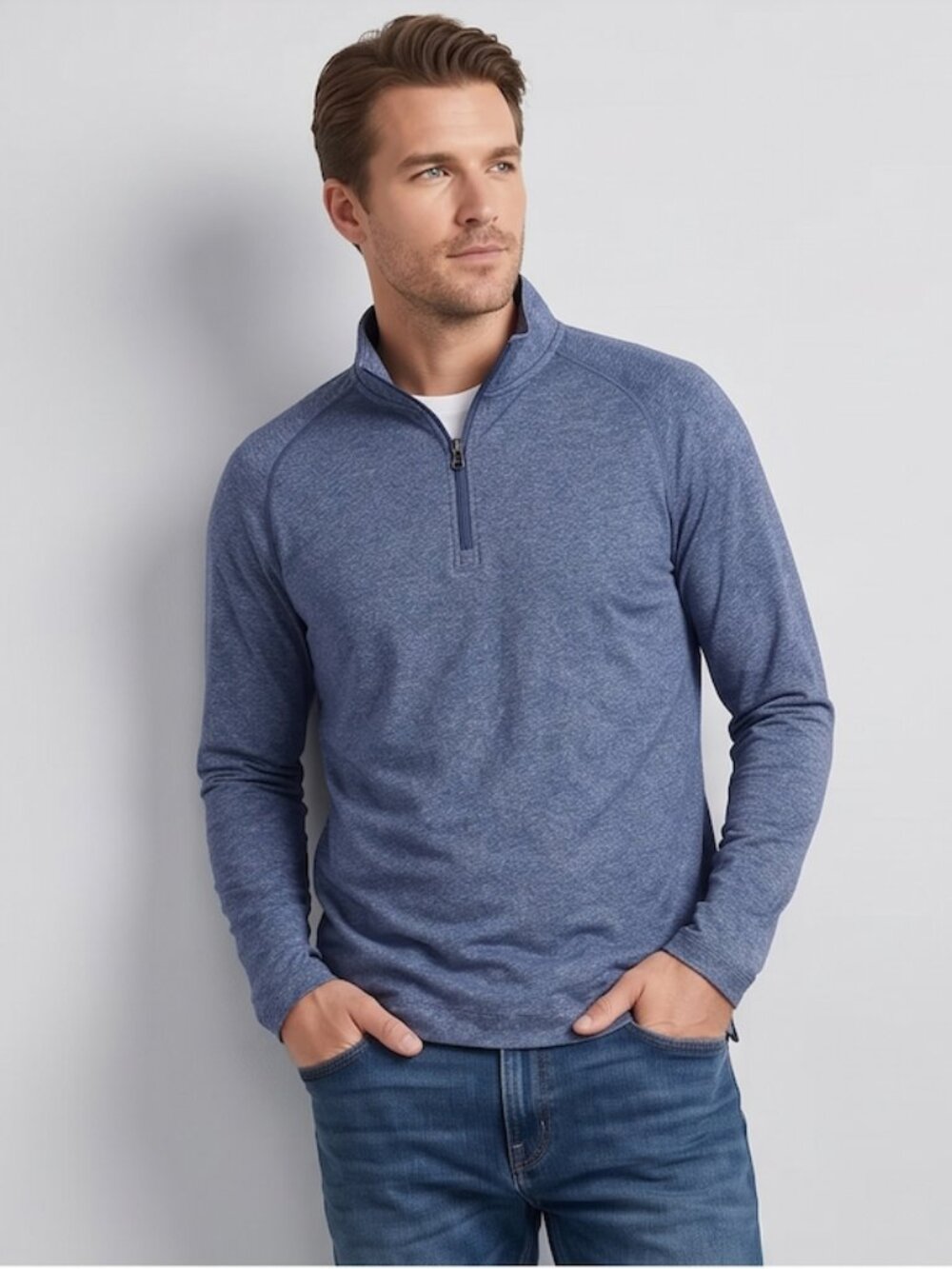 Mens Banana Republic Quick Dry Half Zip Pullover Blue XS